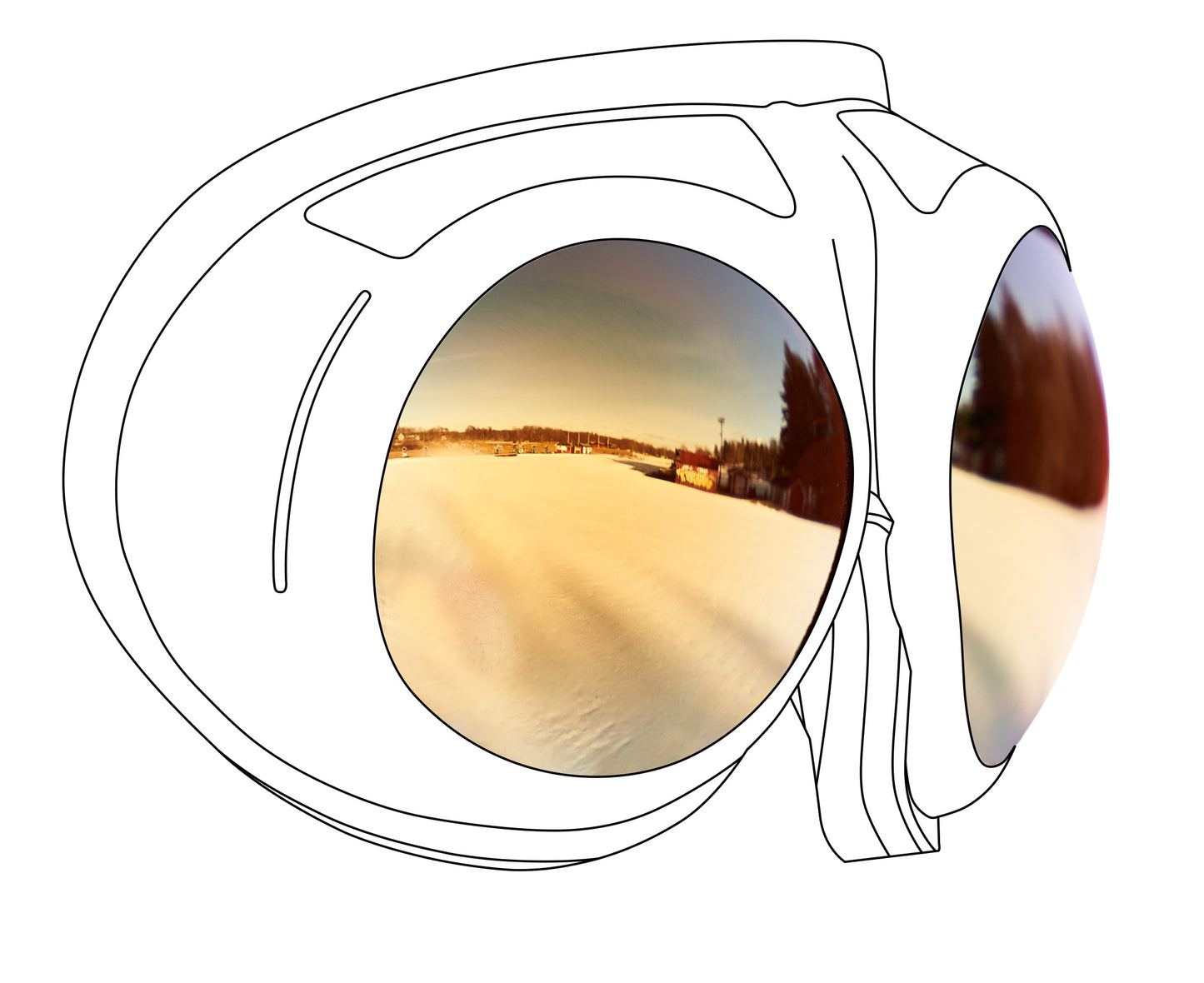 Zeiss orange high contrast lenses with gold mirror for Fluga goggles.