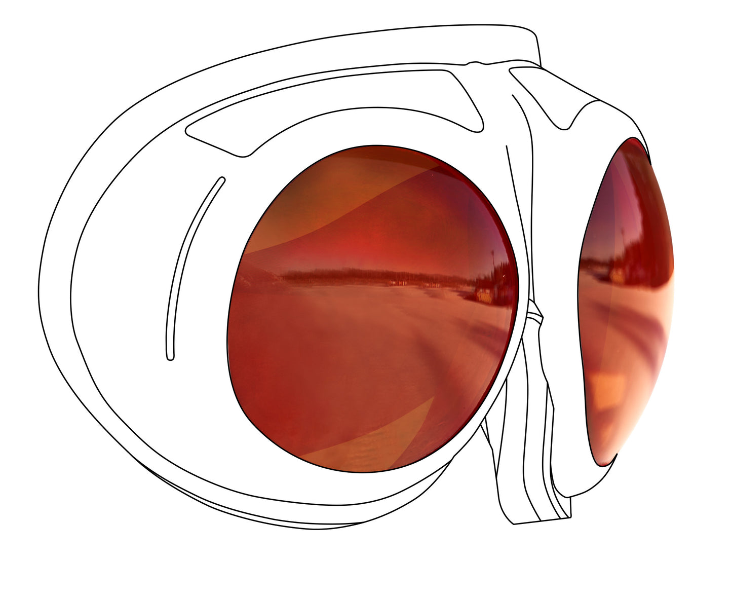 Clear orange high contrast lenses by Zeiss for Fluga goggles.
